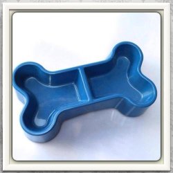 "give A Dog A Bone" Bowl Awesome Quality Blue Two Compartments Dogs Food water Bowl
