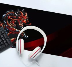 Dark Curled Up Dragon Anime Mouse Mat