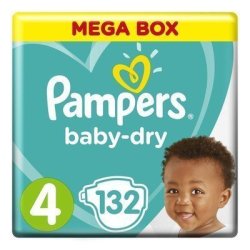 Pampers Active Dry Baby 132 Nappies Size 4 Mega Box