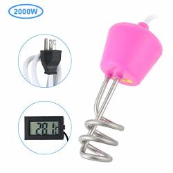 Immersion Water Heater Haofy 2000W 110V Stainless Steel Spiral Electric Floating Immersion Heater Boiler Auto Shutoff Water Heating Element With Digital Thermometer For Bathtub