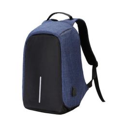 Anti-theft Laptop Backpack + External USB Charging Port Blue