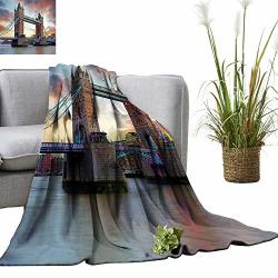Yoyi Soft Blanket Microfiber The Big Ben And The Westminster Bridge At Night In UK Street River Easy Travel 50"X60