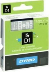 D1 Standard 12MM X 7M Tape White On Transparrent
