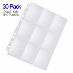 Ably 540 Pockets Double-Sided Trading Card Pages Sleeves 9-Pocket Clear Plastic Game Card Protectors for Skylanders
