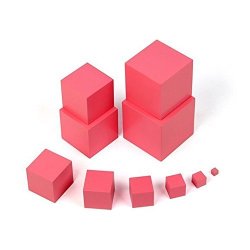 Jekewin Montessori Pink Tower Wooden Building Blocks Set For Kid At Home And School