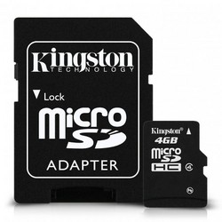 Kingston SDC4 4GB MicroSDHC Flash Memory Card with Adapter