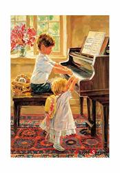 Puzzlelife Brother And Sister Who Play The Piano 1000 Piece - Large Format Jigsaw Puzzle. Can Be Enjoyed By All Generation. Beautiful Decoration Pleasant Play