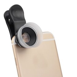 Zomei 17mm 24x Black Smart Phone Close-up Magnified Marco Lens Filter White Hood With Clip