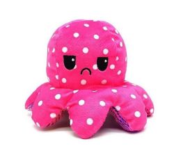 Happy Or Sad - Mood Octopus - Reversible - Strawberry Pink Plushy