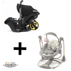 Doona Baby Car Seat Night Black + Ingenuity Convertme SWING-2-SEAT Portable Swing - Candler