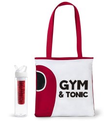 Qtees Africa Gym Tonic Tote Bag & Bottle Combo - Red
