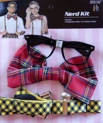 Nerd Kit- 3 Piece Set- Suspenders Bow Tie Glasses Frame