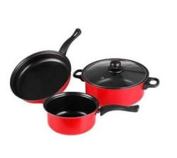 Three-piece Cookware Set Colorful Non-stick With 1 Lid