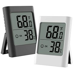Humidity Gauge 2 Pack Indoor Thermometer For Home Digital Hygrometer Room Thermometer And Humidity Gauge With Temperature Humidity Monitor Aaa Battery Powered Color: Black And White