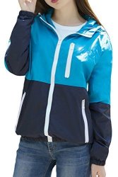 Lasher Women's Sun Protect Outdoor Jacket Quick Dry Windproof Windbreaker Coat Small Blue