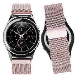 Sagton For Samsung Gear S2 Classic SM-R732 Milanese Magnetic Loop Stainless Steel Band Strap Rose Gold