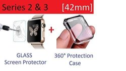 Apple Watch Case Series 2 And Series 3 42MM Amazingforless Tempered Glass Screen Protector For Apple Watch Series 2 Series 3 And Ultra-thin Clear HD Case