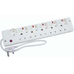 11 Way Multi-plug With Individual Switches - White