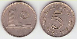 Malaysia Coin 5 Sen Km2 Unc M-0191