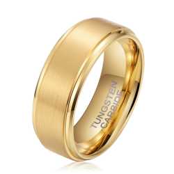 Men's Step Brushed Gold Tungsten Ring OY-R-100 - 14