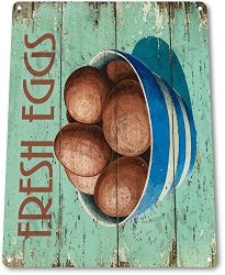Tin Sign B353 Fresh Eggs Bowl Farm Kitchen Chicken Pen Rustic Eggs Sign Decor