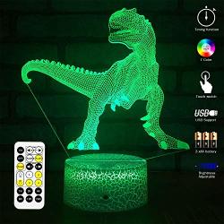 Mh Zone T-rex 3D Night Light For Kids Night Lights Bedside Lamp 7 Colors With Timer & Remote Control & Smart Touch The For Kids Girls Boys T-rex 2