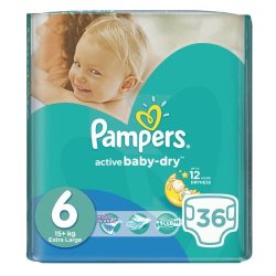 Pampers Active Baby-Dry 36 Nappies Size 6