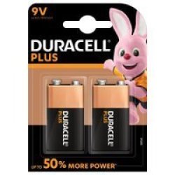 Duracell Plus 9V Alkaline Batteries - 2 Pack
