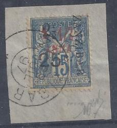 Zanzibar - French Post Offices 1897 2halfa On 25c On 1halfa On Piece With Certificate