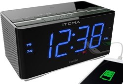 Itoma Radio Alarm Clock Bedside Fm Radio Bluetooth Dual Alarm Usb Charging Dimmer Control Snooze Sleep Timer Auxiliary Input Cks3501bt