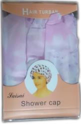 Shower Cap - Pink With White purple Flowers