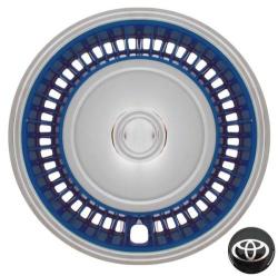 15" Wheel Cover Set - Chrome & Blue - Toyota Badge
