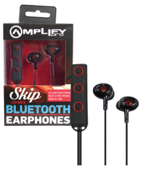 Amplify AMP-1000-BKRD Pro Skip Series Bluetooth Earphones - Black And Red