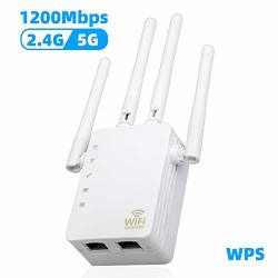 Wifi Range Extender 1200MBPS Dual Band Wifi Extender Wireless Extender Repeater Wifi Signal Booster 360 Degree Full Coverage Wifi Extender Signal Amplifier White