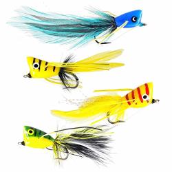 The Fly Crate Hard Popper Bass & Panfish Popper Fly Fishing Assortment 4 Pack Variety