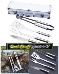 4 Pieces Braai Set In A Stainless Steel Case Awesome Gift