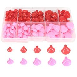 Bestcyc 130PCS 8 9 10 15 16MM Pink And Red Plastic Safety Nose D-shape Craft Nose For Doll Teddy Puppet Making