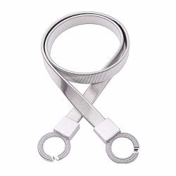 Earnda Womens Elastic Belt Metal Gold Stretch Waist Strap For Ladies Wedding Dress Belt Silver 30 Inches