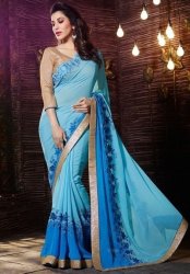 Shaded Sky Blue Georgette Saree Local Stock