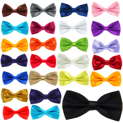 Men Bridegroom Bowtie Wedding Tuxedo Necktie Pure Color Polyester Adjustable Bow Tie