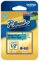 1 2" 12MM Black On Blue P-touch M Tape For BrOther PT-65 PT65 Label Maker