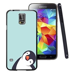 Galaxy S5 Case Customized Black Soft Rubber Tpu Samsung Galaxy S5 Case Crooked Neck Penguin-please Samile To Me