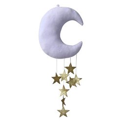 Vorcool Nursery Ceiling Mobile Moon Stars Hanging Decorations For Baby Shower Baby Nursery Room White Moon And Golden Stars R1540 00 Home And