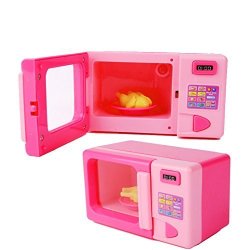 Sqingyu Children Kid MINI Cute Pink Microwave Oven Pretend Role Play Toy Kitchen Set Toys