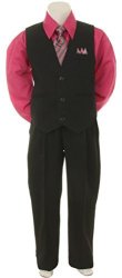 Stylish Dress Suit Outfit Pant Vest & Tie Set-infant Baby Boys & Toddler-black fuschia 9 Months