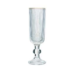 Ribbed Champagne Flute With Gold Rim