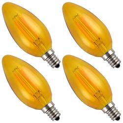 Pack Of 4 Luxrite Ctc Yellow Edison Filament LED Bulb 40W Equivalent- 4 Watt LED Bulb 350 Lumens 15000 Hours Life E12 Candelabra Base