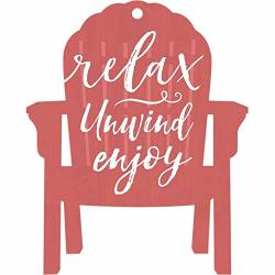 P. Graham Dunn Relax Unwind Enjoy Chair Nautical Red 3 X 2 Wood Hanging Gift Wrap Tag Charms Set Of 5