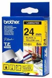 Brother MTZ651 24MM Black On Yellow Laminated Tape - 8M