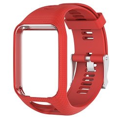 Huve Silicagel Replacement Watchband Watch Strap 25CM Long For Tomtom 2 3 SPARK SPARK3 SERIES Gps Watch With Screen Protectors Red